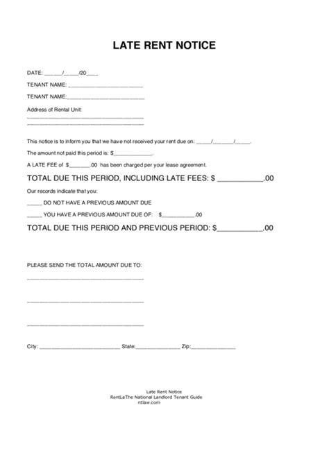 Late Rent Notice Printable Pdf Download