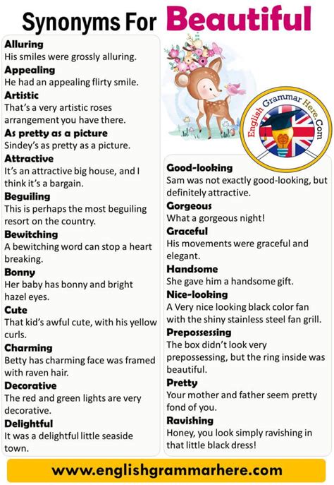 English Synonyms Beautiful, Definition and Examples, Another Words for ...