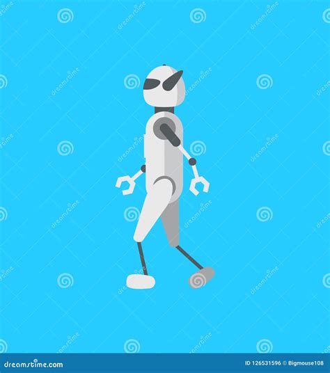 Cartoon Color Android Robot On A Blue Vector Stock Vector