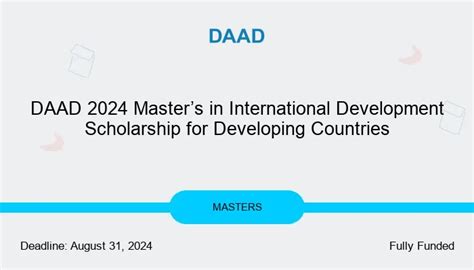 Daad 2024 Masters In International Development Scholarship For