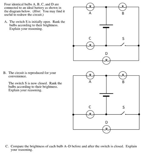 Solved Four Identical Bulbs A B C And D Are Connected To