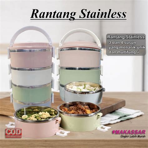 Jual Rantang Stainless 3 Dan 4 Susun Tahan Panas Kedap Udara Tetap Awet