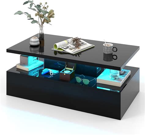 Amazon Tangkula LED Coffee Table Modern High Gloss Coffee Table W