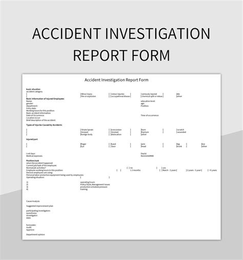 Free Accident Investigation Report Form Templates For Google Sheets And Microsoft Excel - Slidesdocs