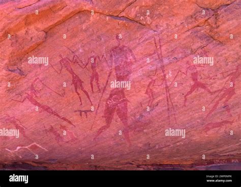 Rock Painting Depicting Men With Swords Tassili N Ajjer National Park Tadrart Rouge Algeria