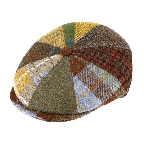 Hut Mühlenbeck Shop Fiebig Ballonmütze Patchwork Harris Tweed multicolor