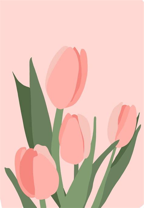 Minimalist Tulip Art In 2024 Tulips Art Doodle Art Flowers Flower Art Painting