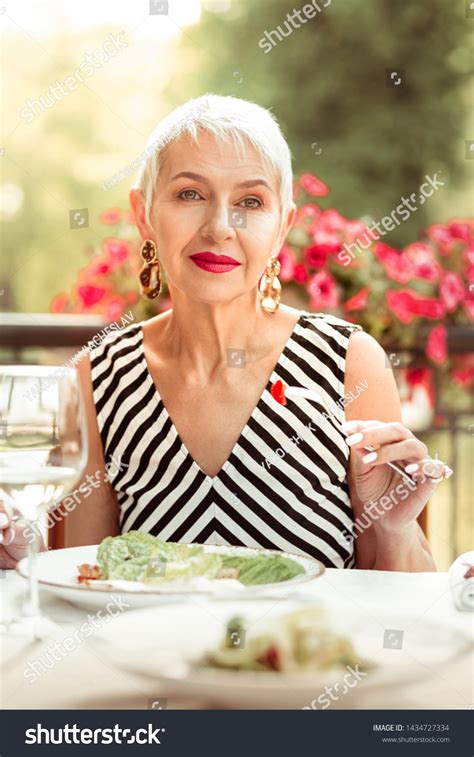 Woman Dress Mature Woman Wearing Black Stock Photo