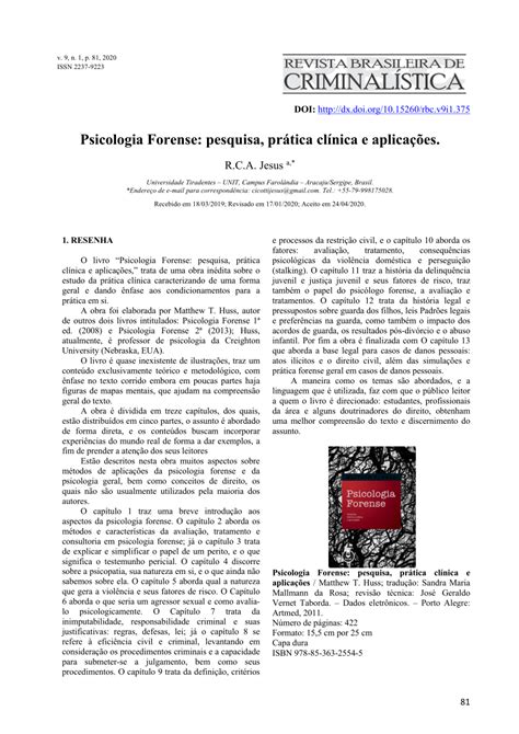 Pdf Psicologia Forense Pesquisa Prática Clínica E Aplicações