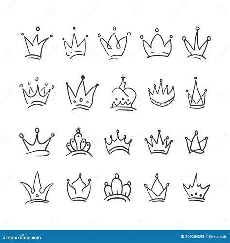 Hand Drawn Crown Vector Collection Doodle Crowns Vector Illustration