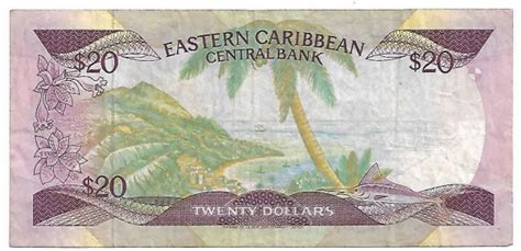 Antigua , East Caribbean 20 dollars used currency note - KB Coins ...