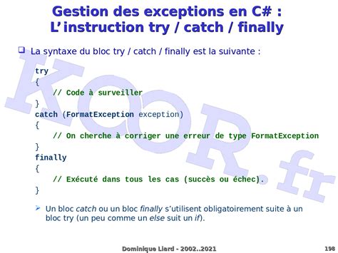 Le Langage C Gestion Des Exceptions En C L Instruction Try