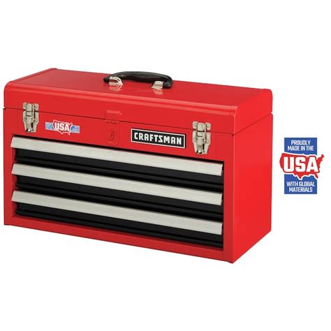 CRAFTSMAN Portable Tool Box 20.5-in 3-Drawer Red Steel Lockable Tool ...