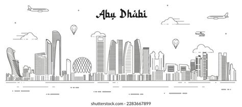 Abu Dhabi Skyline Line Art Vector Stock Vector (Royalty Free ...