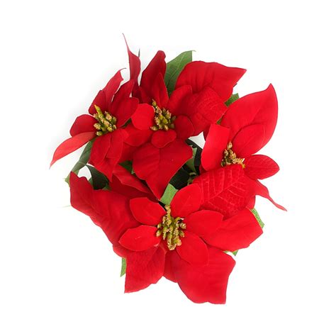 Artificial Poinsettia Plant in Pot, 10.6", Polyester