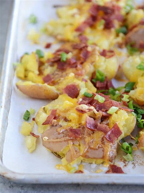 Cheesy Bacon And Garlic Butter Smashed Red Potatoes