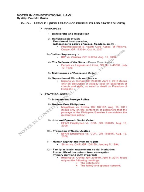 Part V Article Ii Declaration Of Principles And State Policies2 Pdf