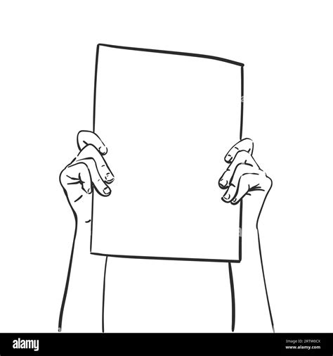 Protest Hands Holding Blank Banner Vector Sketch Hand Drawn