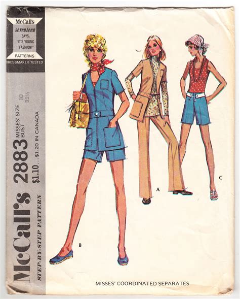 Vintage 1971 Mccall S 2883 Sewing Pattern Misses Coordinated Separates