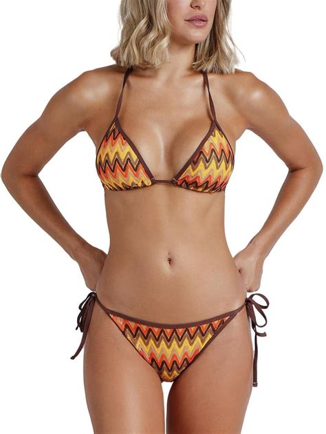 Ensemble deux pièces bikini triangle préformé Missoni Jaune Kiabi
