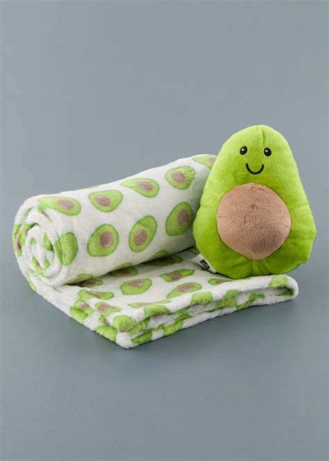 Комплект бебешко одеяло с плюшена играчка авокадо, Бял Цвят AKSS0068 ...