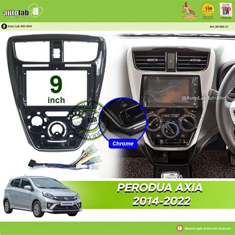 Android Player Casing 9 Perodua Axia 2014 2022 UV Black With Socket