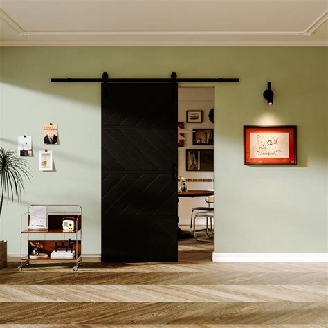 Ark Design Sliding Barn Door, Aluminum Frame, 4 Waves Style, Solid Cor