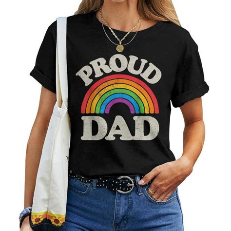 Lgbtq Proud Dad Gay Pride Lgbt Ally Rainbow Fathers Day Women T Shirt Mazezy