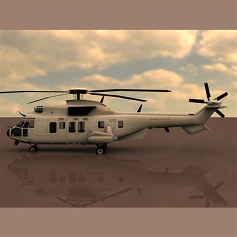 eurocopter super puma helicopter 3d model