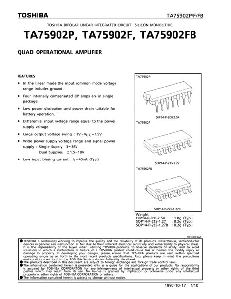 TA75902FB Datasheet PDF QUAD OPERATIONAL AMPLIFIER