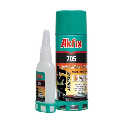 Клей цианоакрилатный Akfix 705 двухкомпонентный прозрачный 200 мл + 50 ...
