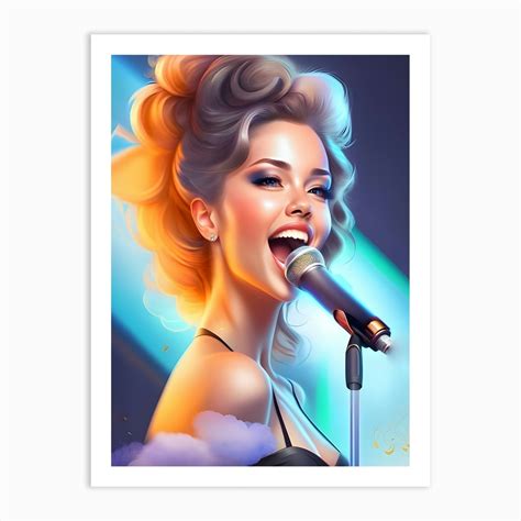 Portrait Of A Woman Singing Art Print by Ranlexo Designis - Fy