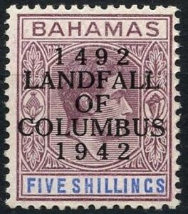 Stamp Overprinted In Black Bahamas Landfall Of Columbus Mi Bs