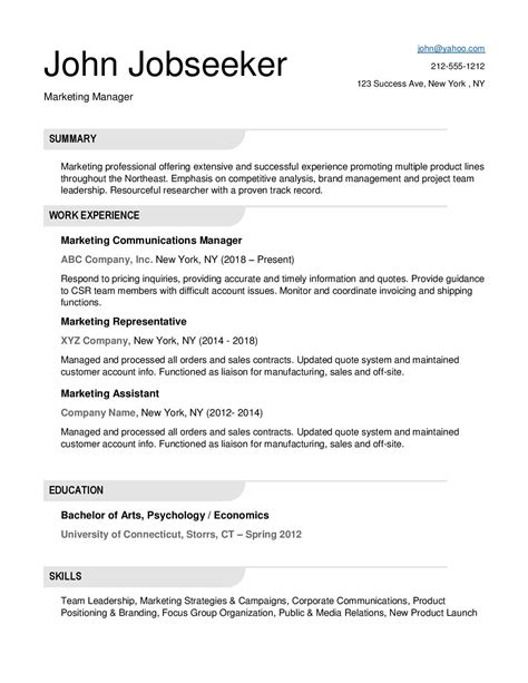 20++ Best one page resume examples For Your School Lesson