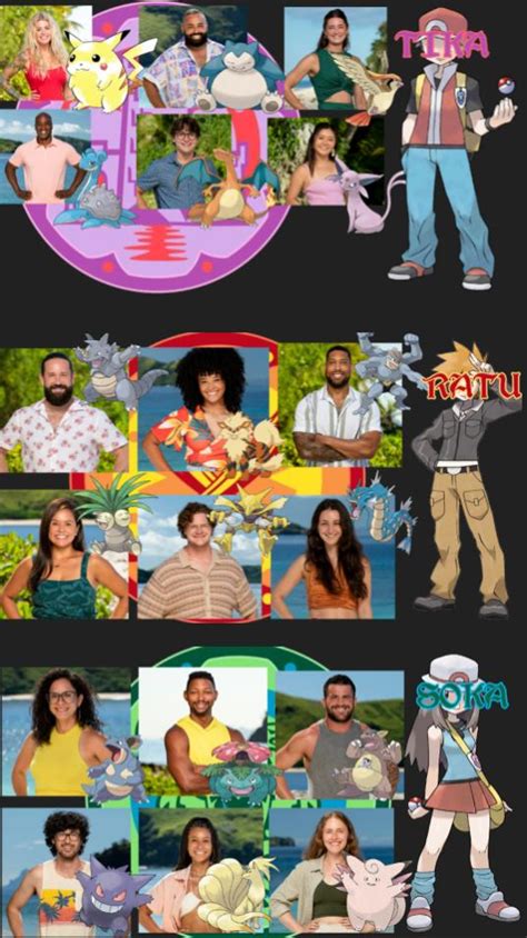 The survivor 44 cast as Pokemon teams for Red Blue and Green : r/survivor