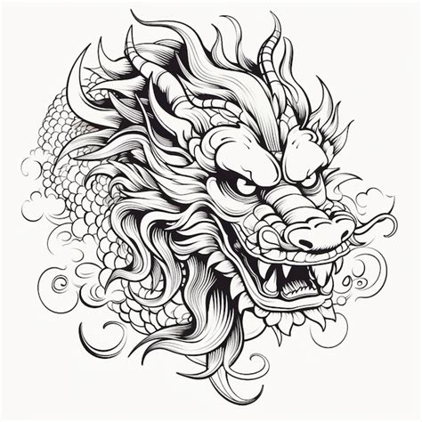 Premium Photo A Drawing Of A Dragon Head With A Dragons Head On It