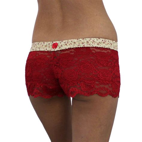 Red Lace Boxers With Blushing Rose Waistband