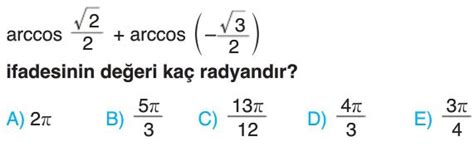 Ters Trigonometrik Fonksiyonlar Test Z S N F Matematik