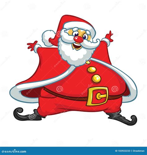 Funny Cartoon Santa Claus Character Waving Hands Isolated White