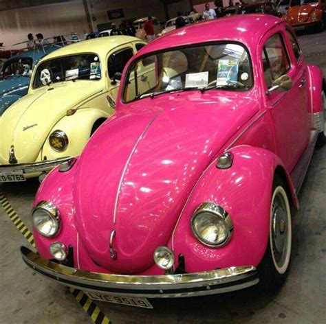 Pink Vw Beetle And Yellow Vw Bug