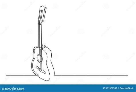 Continuous Line Drawing Of Classical Acoustic Guitar Stock Vector