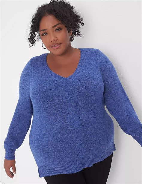 Long Sleeve V Neck Tunic With Cable Lanebryant