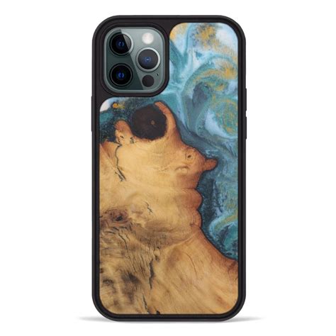 Iphone 12 Pro Woodresin Phone Case Galina Teal And Gold 456085 Phone Cases Wood Resin