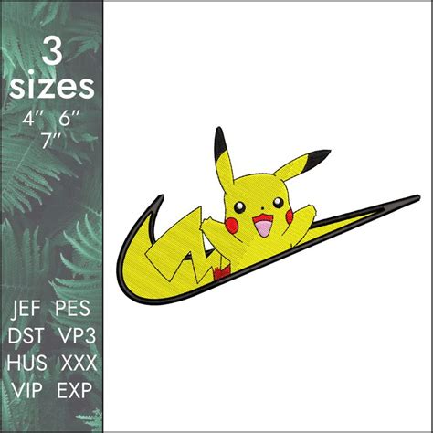 Nike Pikachu Embroidery Design, swoosh logo Pokemon anime - Inspire Uplift