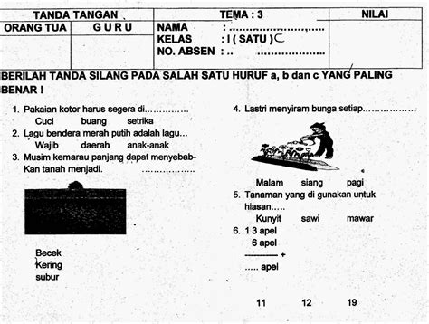 Soal Uas Kelas 1 Tema 3 Kegiatanku Homecare24