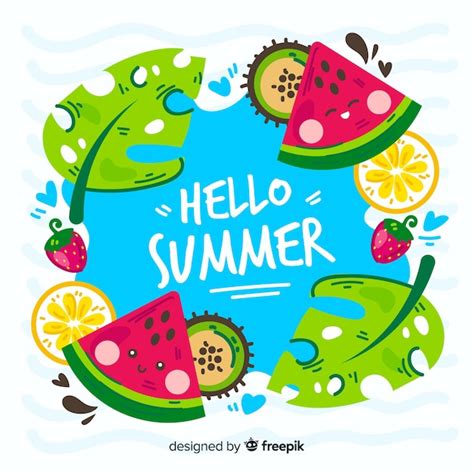 Free Vector Hand Drawn Hello Summer Background