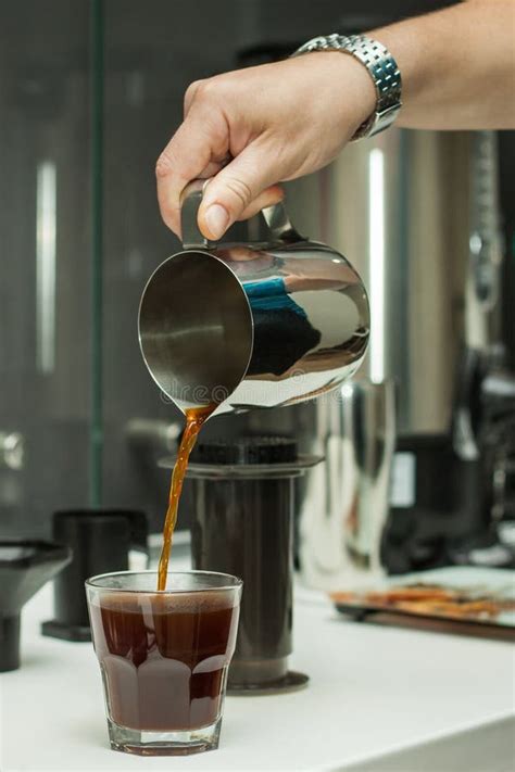 Fresh Brew Pouring From Coffee Pot Stock Photo Image Of Pouring