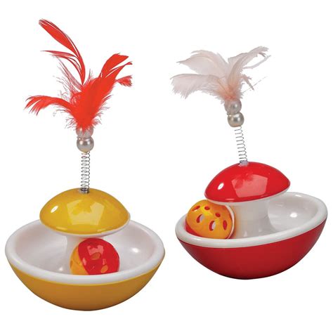 Cat Tumbler Toys Set Of Cat Toys With Feathers Dream Products