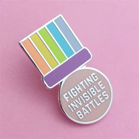 Fighting Invisible Battles Medal Enamel Pin Badge Adult Etsy