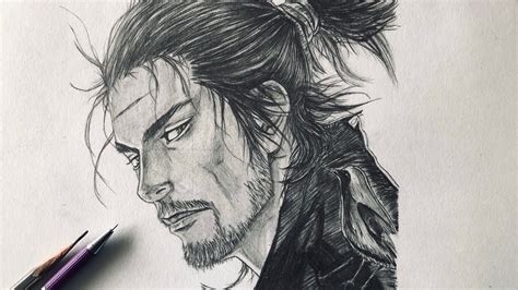 How To Draw Musashi Miyamoto From Vagabond Step By Step YouTube